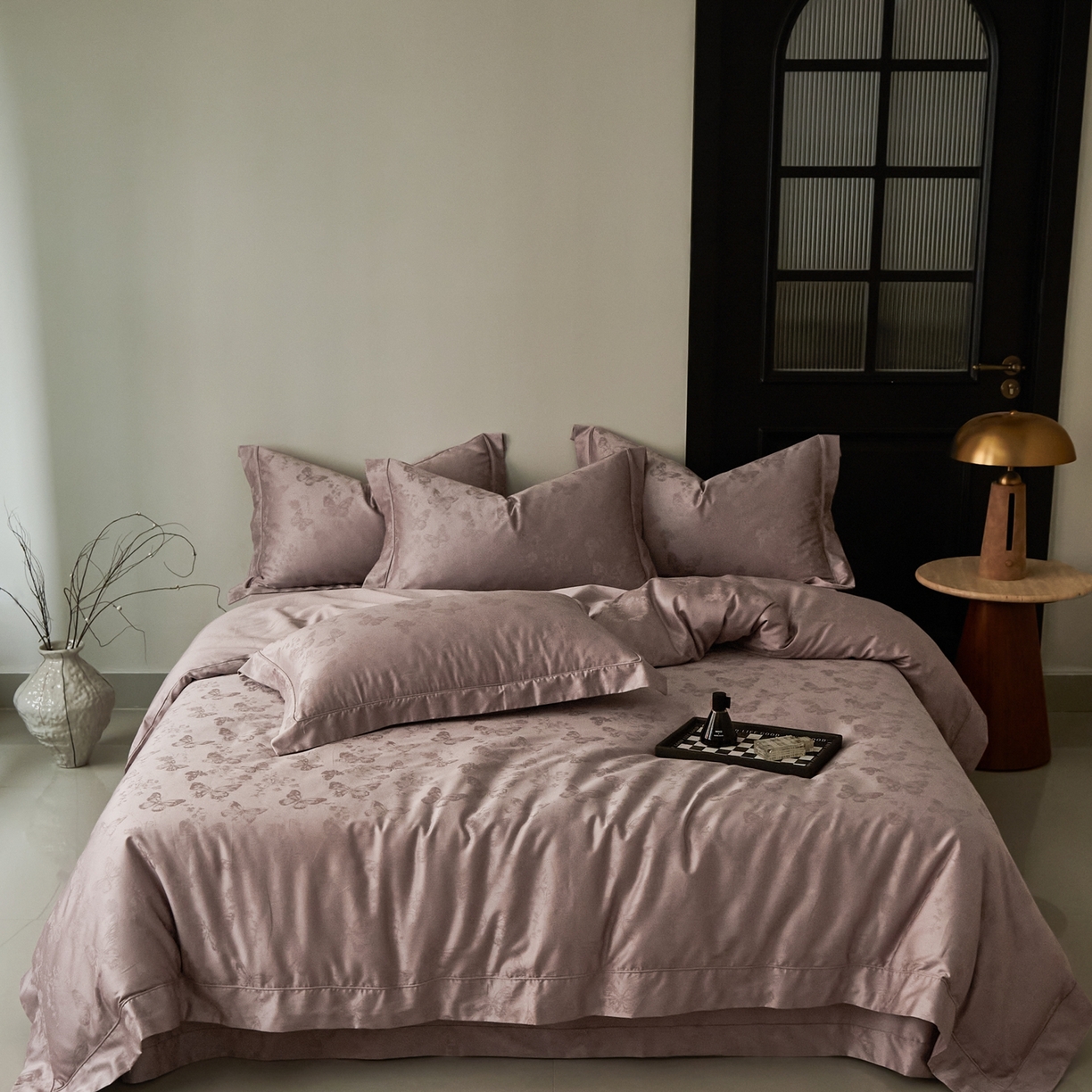 顾家家居 2025新款亲肤舒适全棉纯棉提花四件套 妮娅--桃茉粉