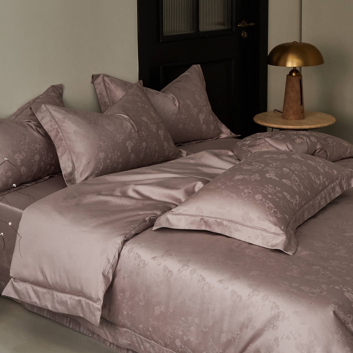 91家纺网 家纺一手货源 找家纺 顾家家居 2025新款亲肤舒适全棉纯棉提花四件套 妮娅--桃茉粉