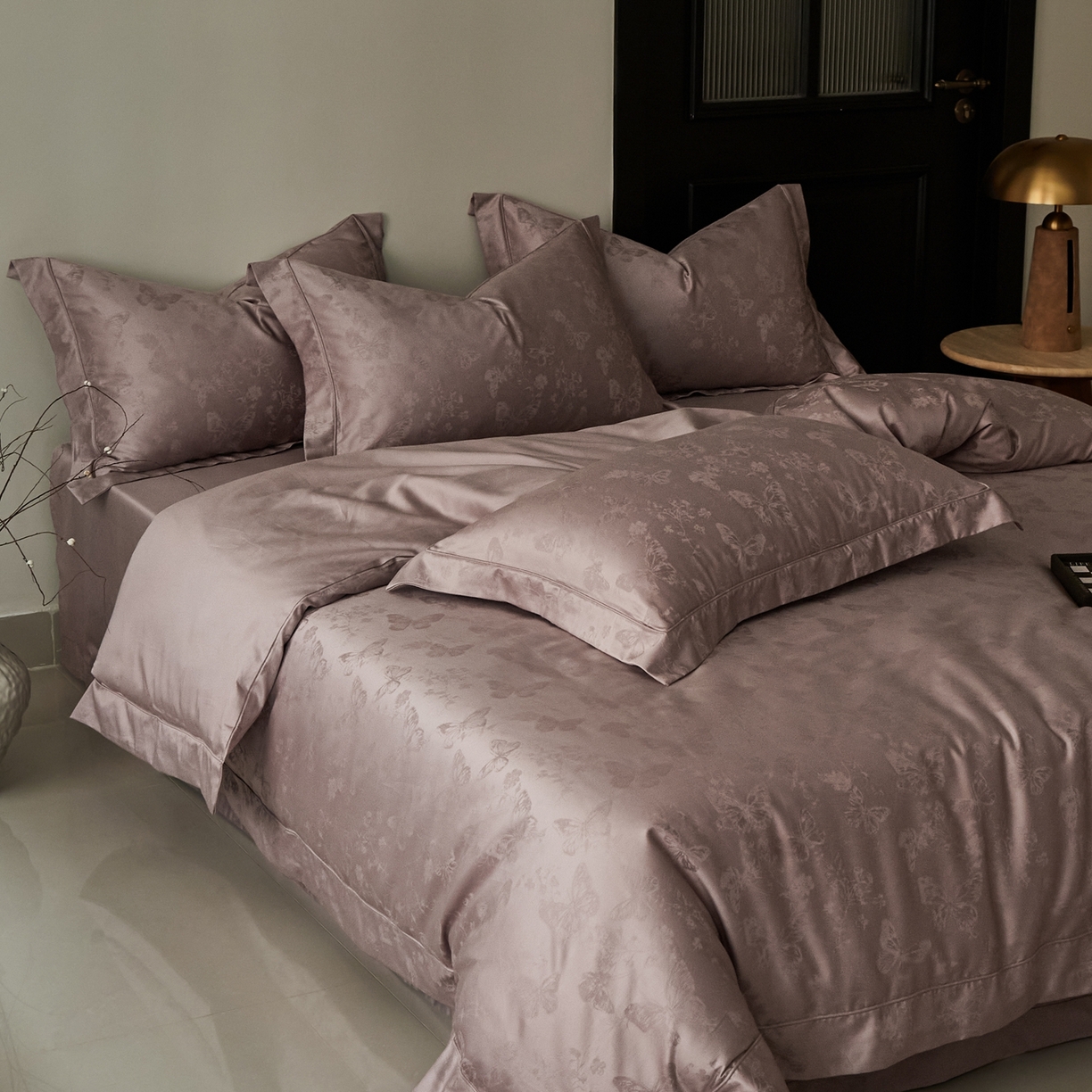 91家纺网 家纺一手货源 找家纺 顾家家居 2025新款亲肤舒适全棉纯棉提花四件套 妮娅--桃茉粉