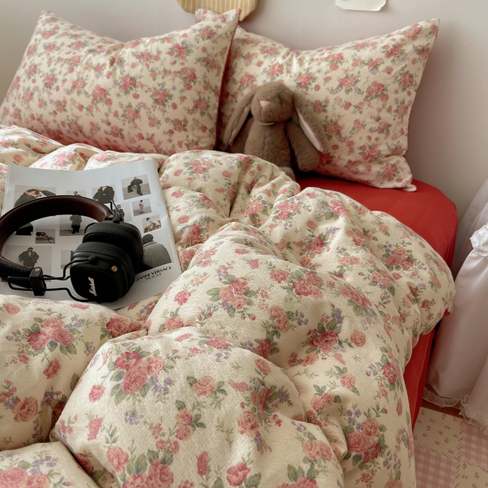 91家纺网 家纺一手货源 找家纺 铺尚美家纺 2025新款亲肤舒适A类云感双层纱印花小清新四件套（提供买家秀） 星眠云野