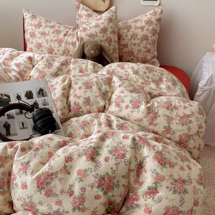 91家纺网 家纺一手货源 找家纺 铺尚美家纺 2025新款亲肤舒适A类云感双层纱印花小清新四件套（提供买家秀） 星眠云野