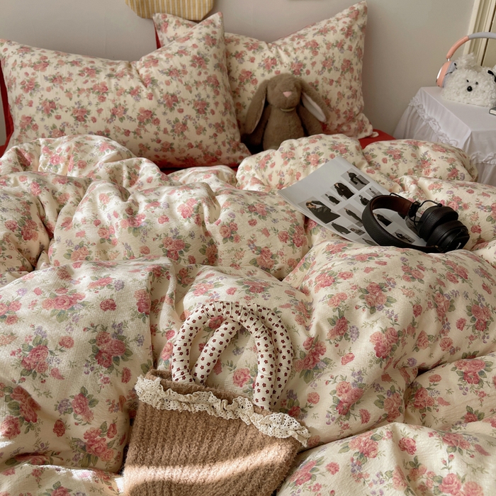 91家纺网 家纺一手货源 找家纺 铺尚美家纺 2025新款亲肤舒适A类云感双层纱印花小清新四件套（提供买家秀） 星眠云野