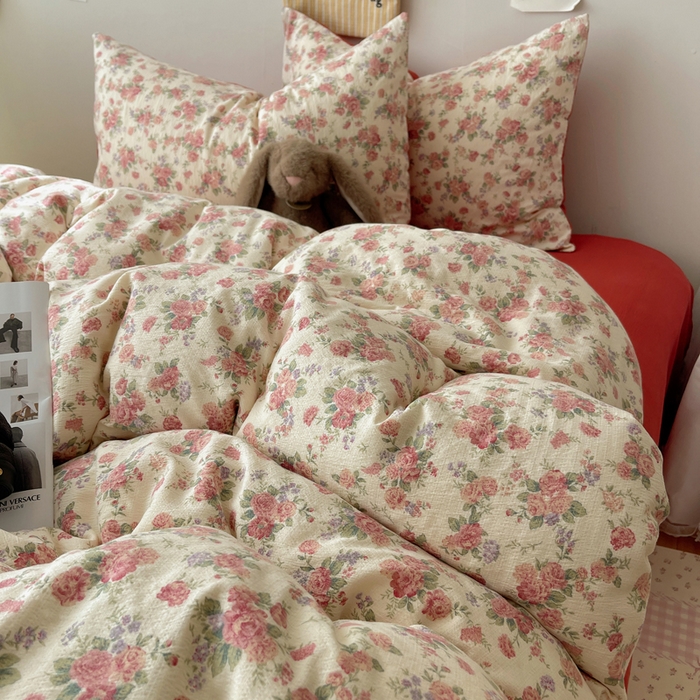 91家纺网 家纺一手货源 找家纺 铺尚美家纺 2025新款亲肤舒适A类云感双层纱印花小清新四件套（提供买家秀） 星眠云野