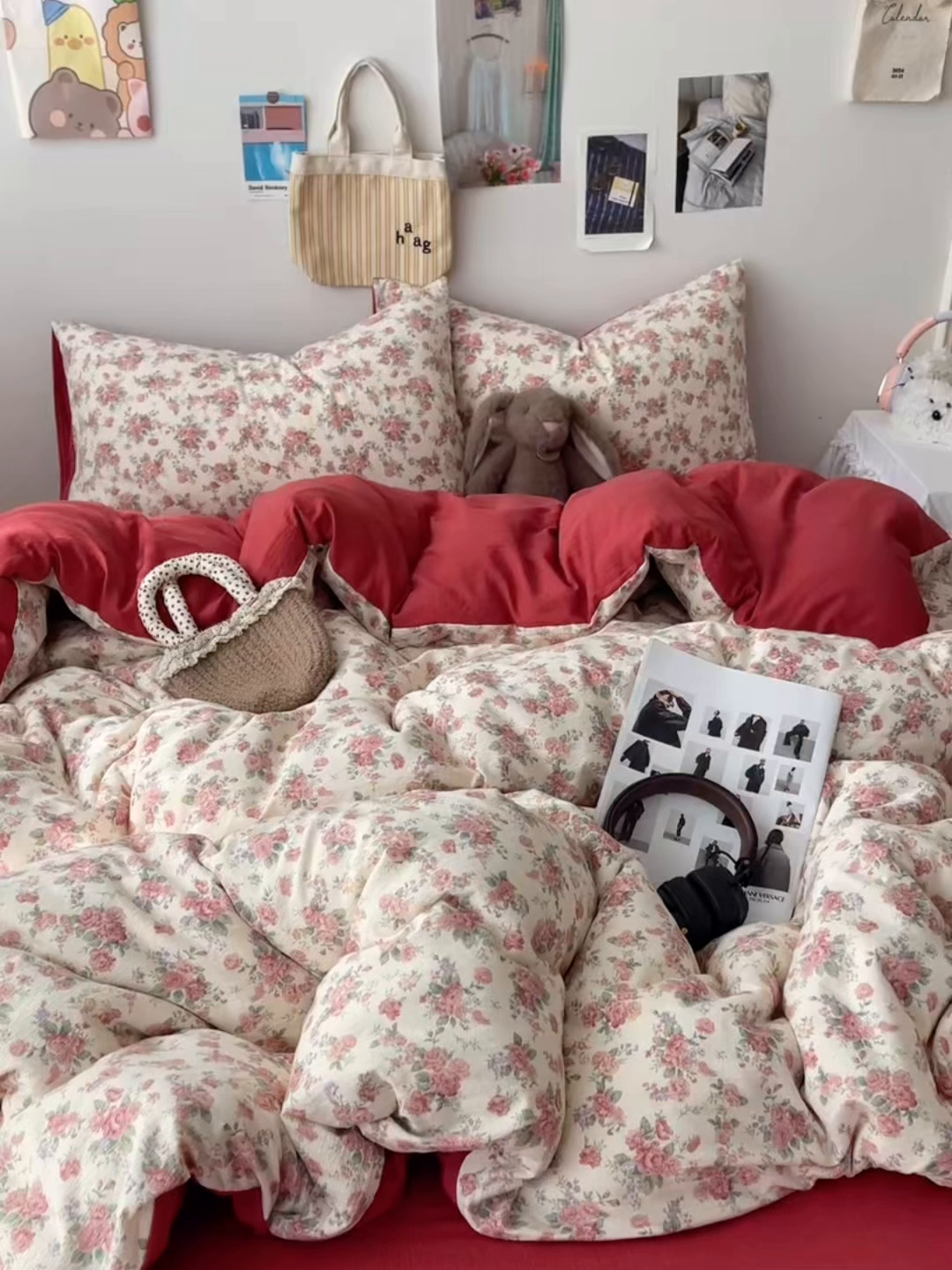 91家纺网 家纺一手货源 找家纺 铺尚美家纺 2025新款亲肤舒适A类云感双层纱印花小清新四件套（提供买家秀） 星眠云野