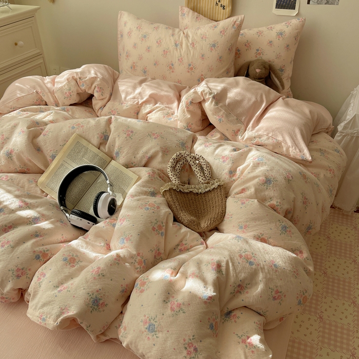 91家纺网 家纺一手货源 找家纺 铺尚美家纺 2025新款亲肤舒适A类云感双层纱印花小清新四件套（提供买家秀） 芊芊花海