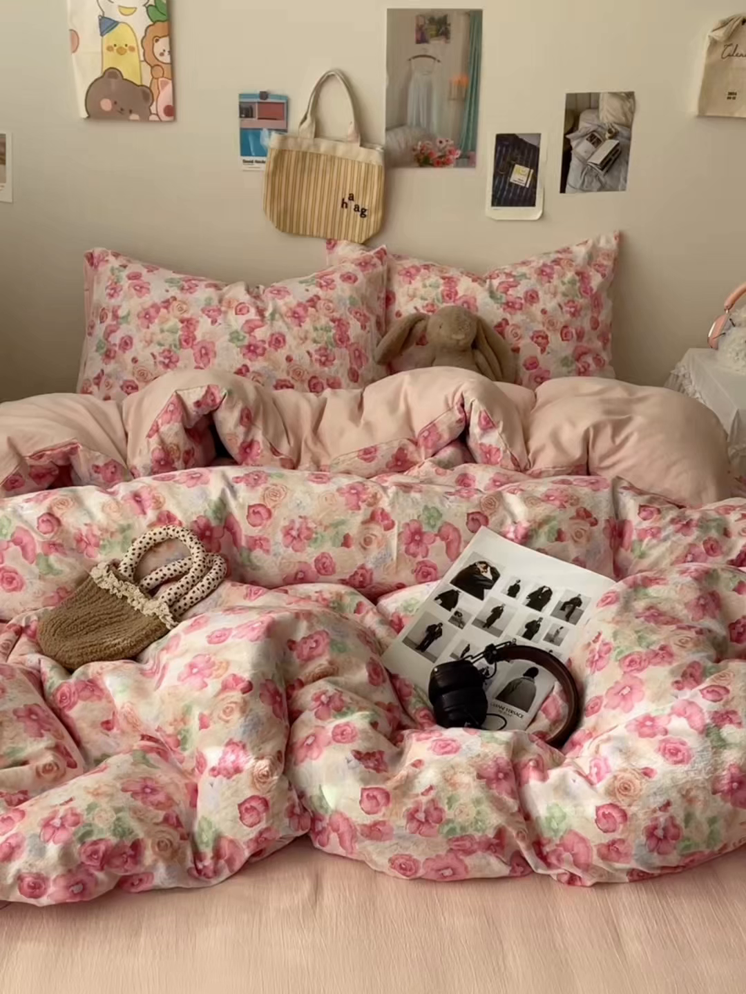 91家纺网 家纺一手货源 找家纺 铺尚美家纺 2025新款亲肤舒适A类云感双层纱印花小清新四件套（提供买家秀） 半夏桃花