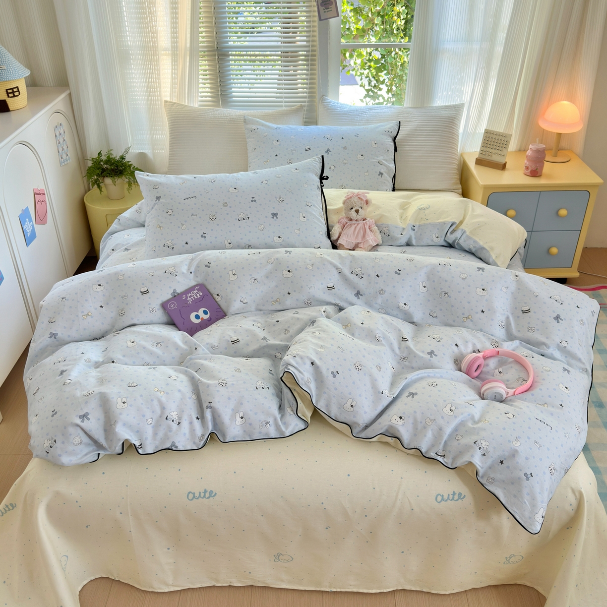 （总）女子家纺 2025新款嵌绳蝴蝶结丝带工艺款四件套小红色热推