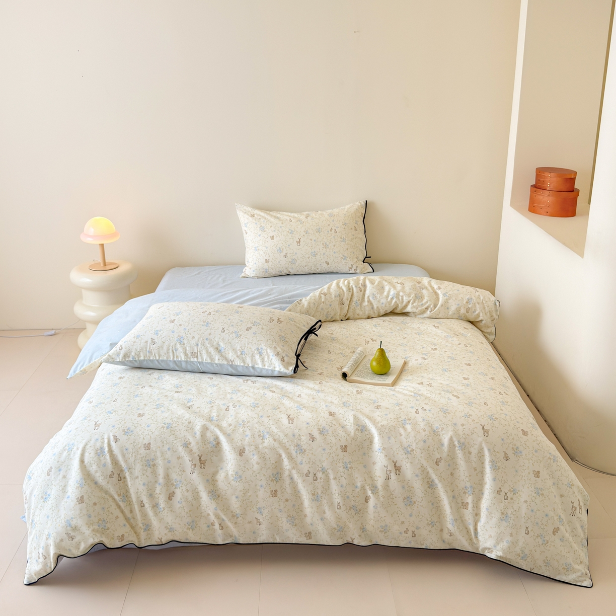 91家纺网 家纺一手货源 找家纺 （总）女子家纺 2025新款嵌绳蝴蝶结丝带工艺款四件套小红色热推