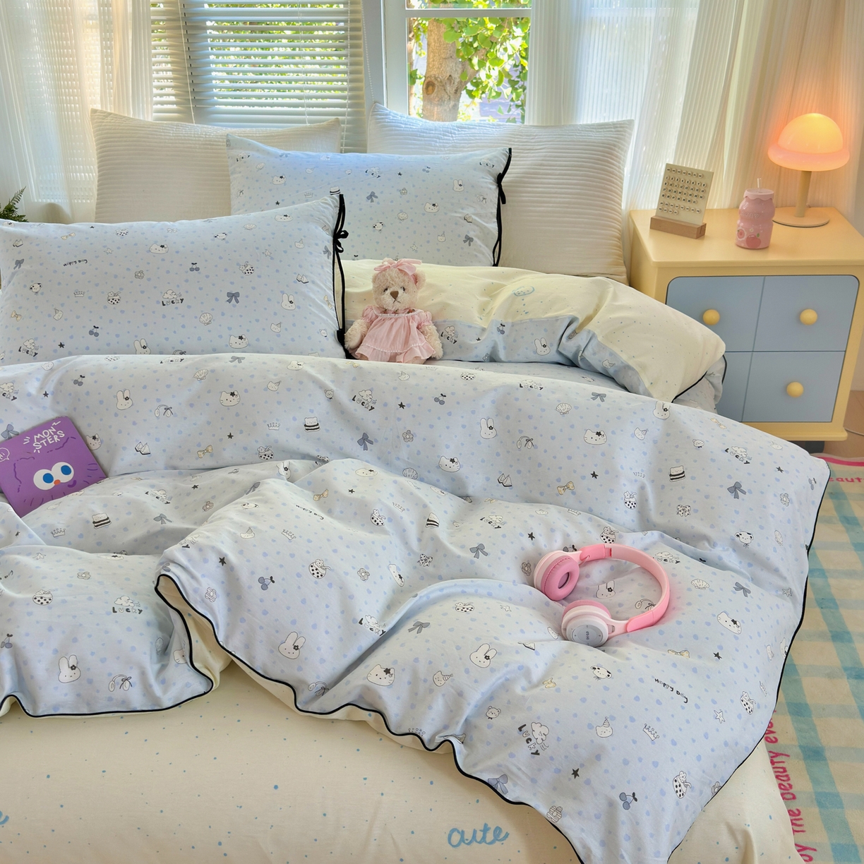 91家纺网 家纺一手货源 找家纺 （总）女子家纺 2025新款嵌绳蝴蝶结丝带工艺款四件套小红色热推