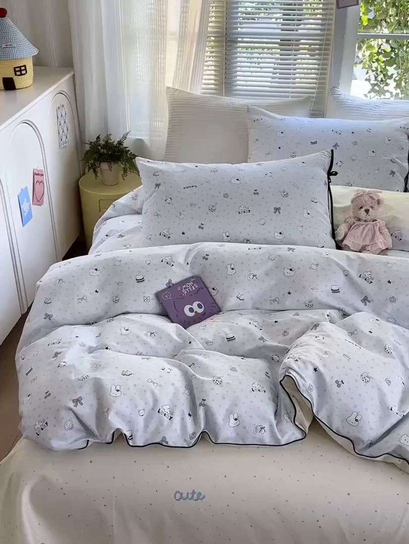 91家纺网 家纺一手货源 找家纺 （总）女子家纺 2025新款嵌绳蝴蝶结丝带工艺款四件套小红色热推