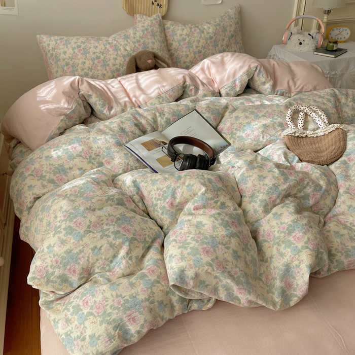 91家纺网 家纺一手货源 找家纺 铺尚美家纺 2025新款亲肤舒适A类云感双层纱印花小清新四件套（提供买家秀） 童话星岛