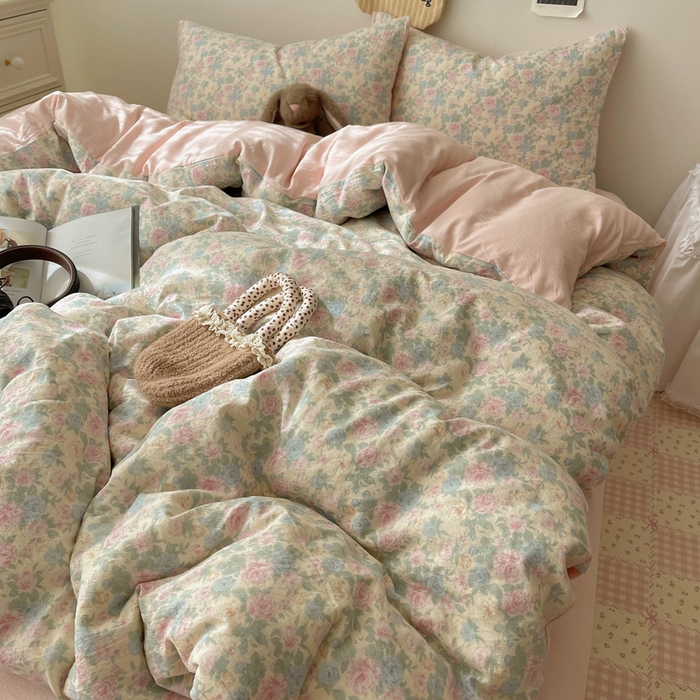 91家纺网 家纺一手货源 找家纺 铺尚美家纺 2025新款亲肤舒适A类云感双层纱印花小清新四件套（提供买家秀） 童话星岛