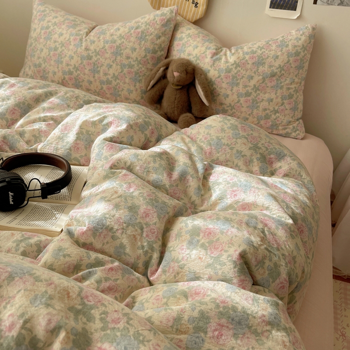 91家纺网 家纺一手货源 找家纺 铺尚美家纺 2025新款亲肤舒适A类云感双层纱印花小清新四件套（提供买家秀） 童话星岛