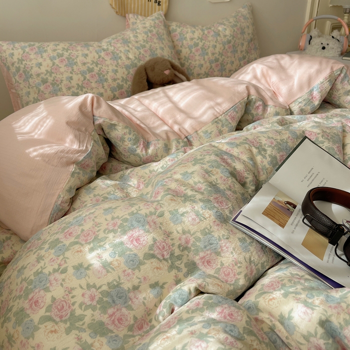 91家纺网 家纺一手货源 找家纺 铺尚美家纺 2025新款亲肤舒适A类云感双层纱印花小清新四件套（提供买家秀） 童话星岛