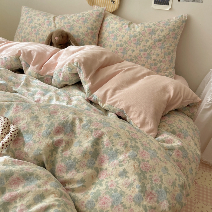 91家纺网 家纺一手货源 找家纺 铺尚美家纺 2025新款亲肤舒适A类云感双层纱印花小清新四件套（提供买家秀） 童话星岛