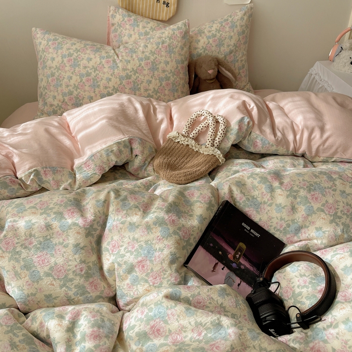 91家纺网 家纺一手货源 找家纺 铺尚美家纺 2025新款亲肤舒适A类云感双层纱印花小清新四件套（提供买家秀） 童话星岛