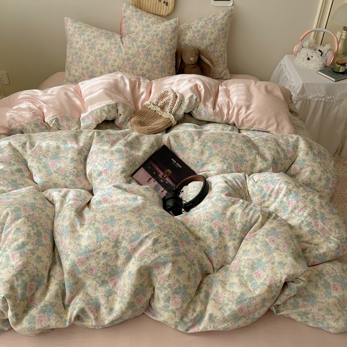 91家纺网 家纺一手货源 找家纺 铺尚美家纺 2025新款亲肤舒适A类云感双层纱印花小清新四件套（提供买家秀） 童话星岛