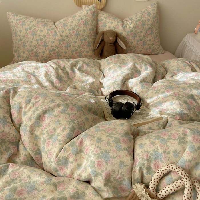 91家纺网 家纺一手货源 找家纺 铺尚美家纺 2025新款亲肤舒适A类云感双层纱印花小清新四件套（提供买家秀） 童话星岛