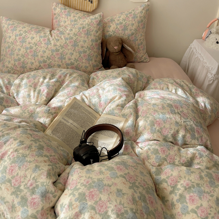 91家纺网 家纺一手货源 找家纺 铺尚美家纺 2025新款亲肤舒适A类云感双层纱印花小清新四件套（提供买家秀） 童话星岛