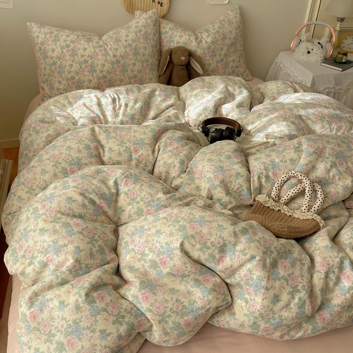 91家纺网 家纺一手货源 找家纺 铺尚美家纺 2025新款亲肤舒适A类云感双层纱印花小清新四件套（提供买家秀） 童话星岛