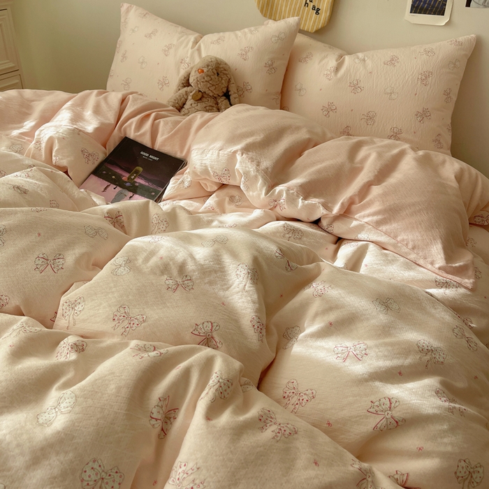 91家纺网 家纺一手货源 找家纺 铺尚美家纺 2025新款亲肤舒适A类云感双层纱印花小清新四件套（提供买家秀） 心愿