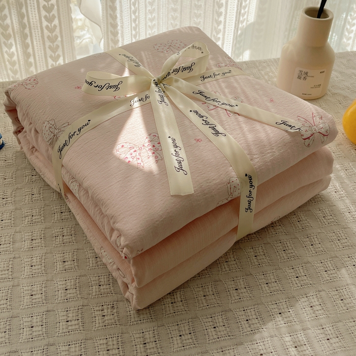 91家纺网 家纺一手货源 找家纺 铺尚美家纺 2025新款亲肤舒适A类云感双层纱印花小清新四件套（提供买家秀） 心愿