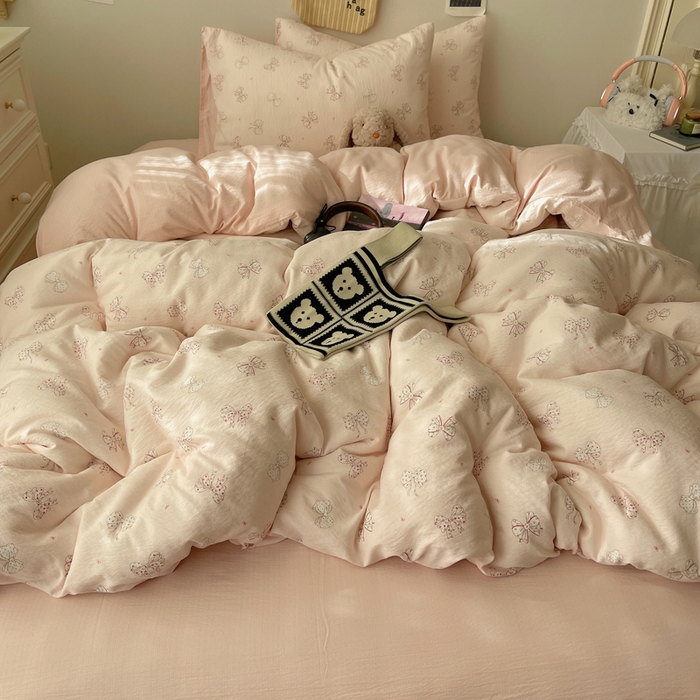 91家纺网 家纺一手货源 找家纺 铺尚美家纺 2025新款亲肤舒适A类云感双层纱印花小清新四件套（提供买家秀） 心愿