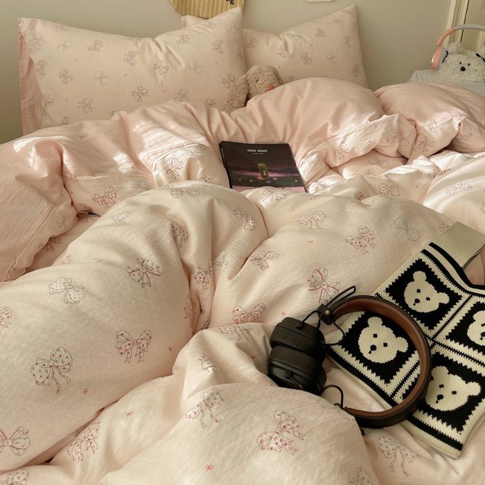 91家纺网 家纺一手货源 找家纺 铺尚美家纺 2025新款亲肤舒适A类云感双层纱印花小清新四件套（提供买家秀） 心愿