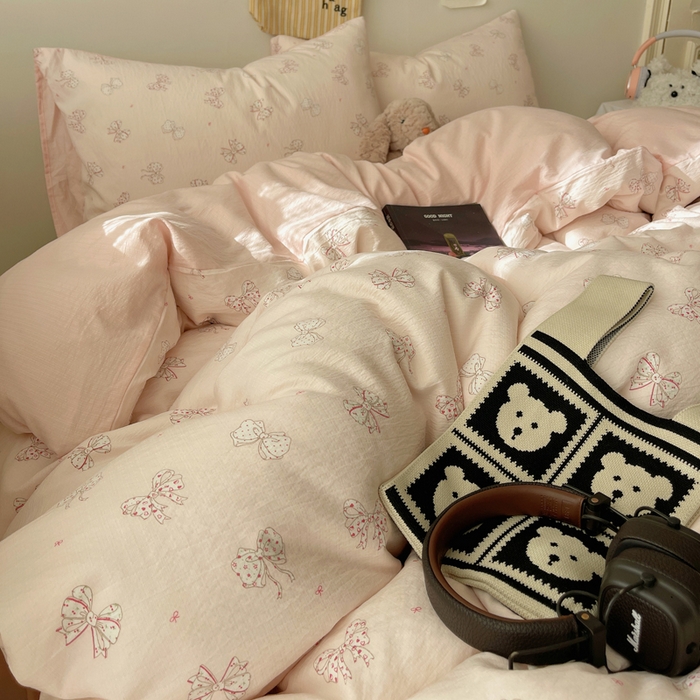 91家纺网 家纺一手货源 找家纺 铺尚美家纺 2025新款亲肤舒适A类云感双层纱印花小清新四件套（提供买家秀） 心愿