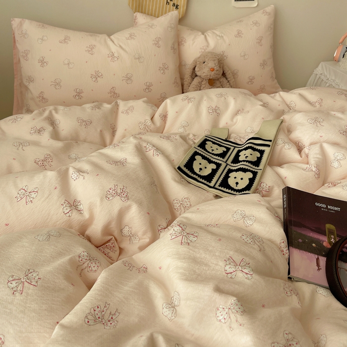 91家纺网 家纺一手货源 找家纺 铺尚美家纺 2025新款亲肤舒适A类云感双层纱印花小清新四件套（提供买家秀） 心愿