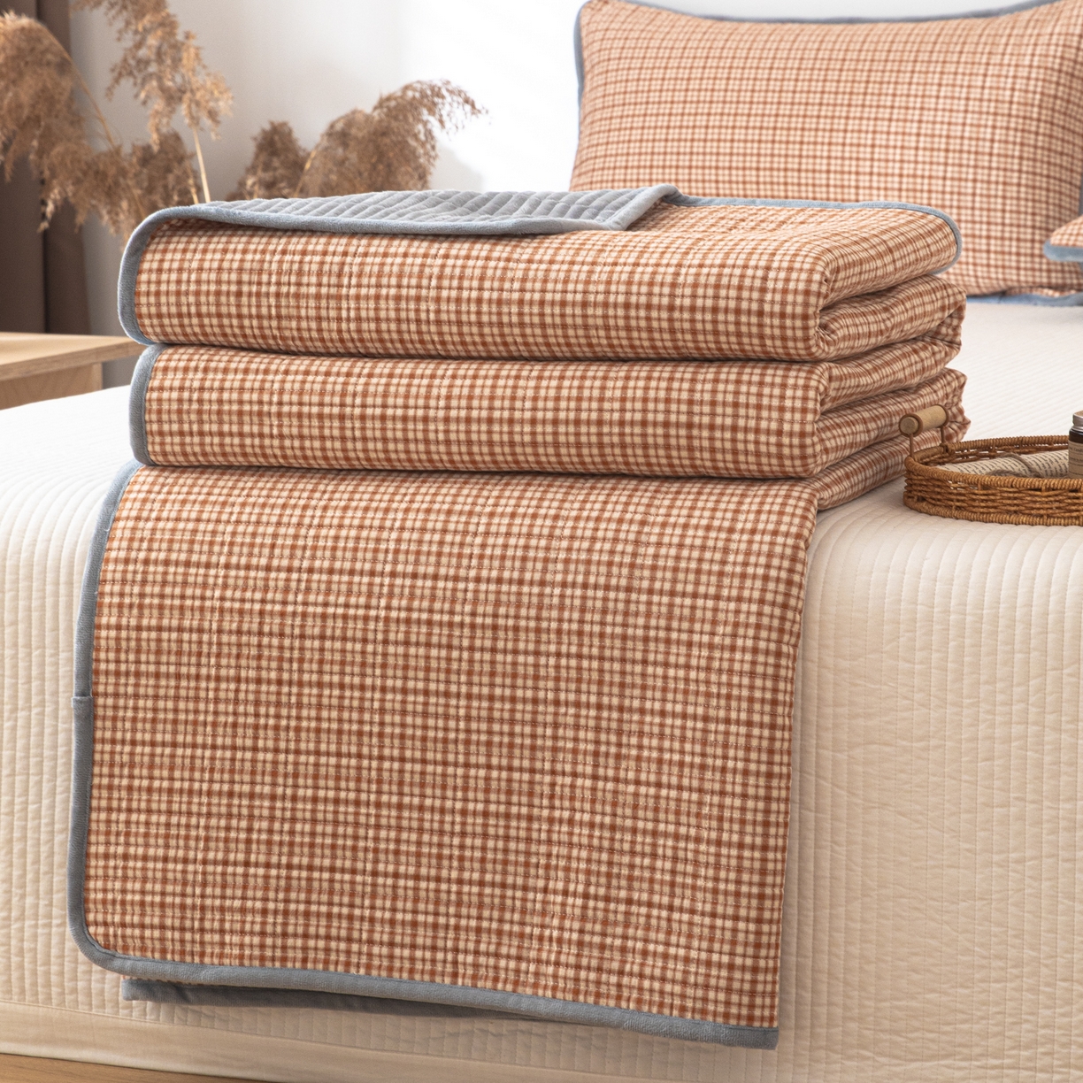 91家纺网 家纺一手货源 找家纺 （总）女子家纺 2025新款全棉色织水洗棉床盖系列四件套