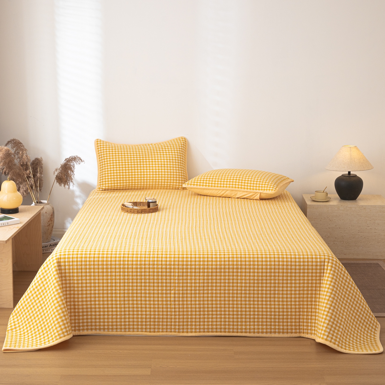 91家纺网 家纺一手货源 找家纺 （总）女子家纺 2025新款全棉色织水洗棉床盖系列四件套