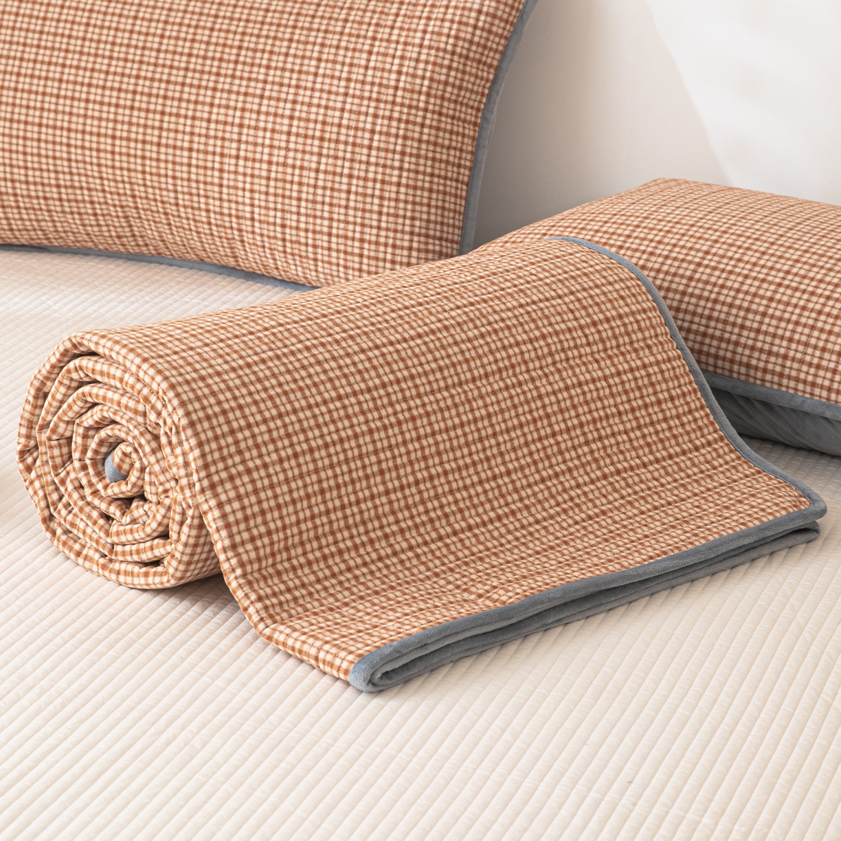 91家纺网 家纺一手货源 找家纺 （总）女子家纺 2025新款全棉色织水洗棉床盖系列四件套