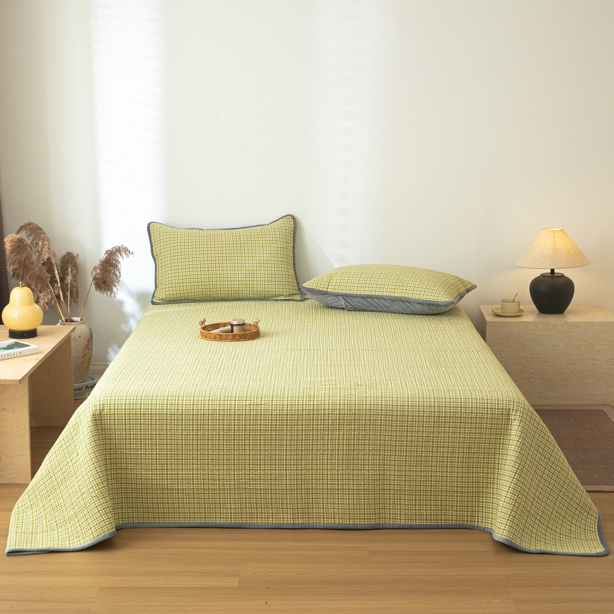 91家纺网 家纺一手货源 找家纺 （总）女子家纺 2025新款全棉色织水洗棉床盖系列四件套