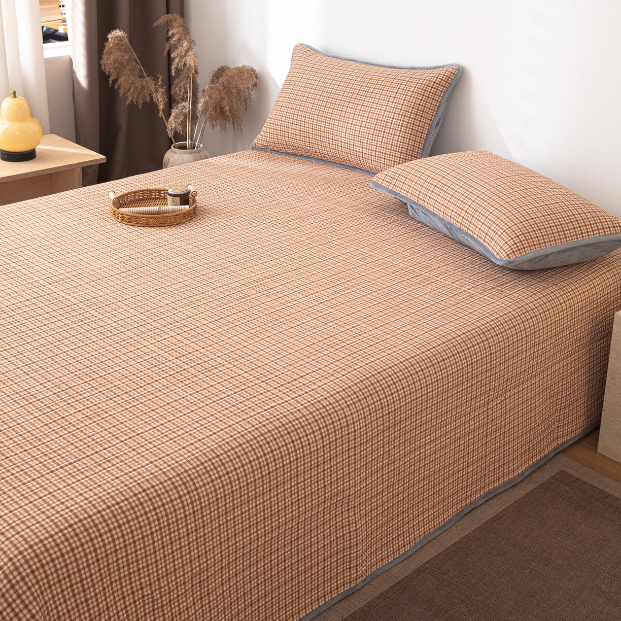 91家纺网 家纺一手货源 找家纺 （总）女子家纺 2025新款全棉色织水洗棉床盖系列四件套