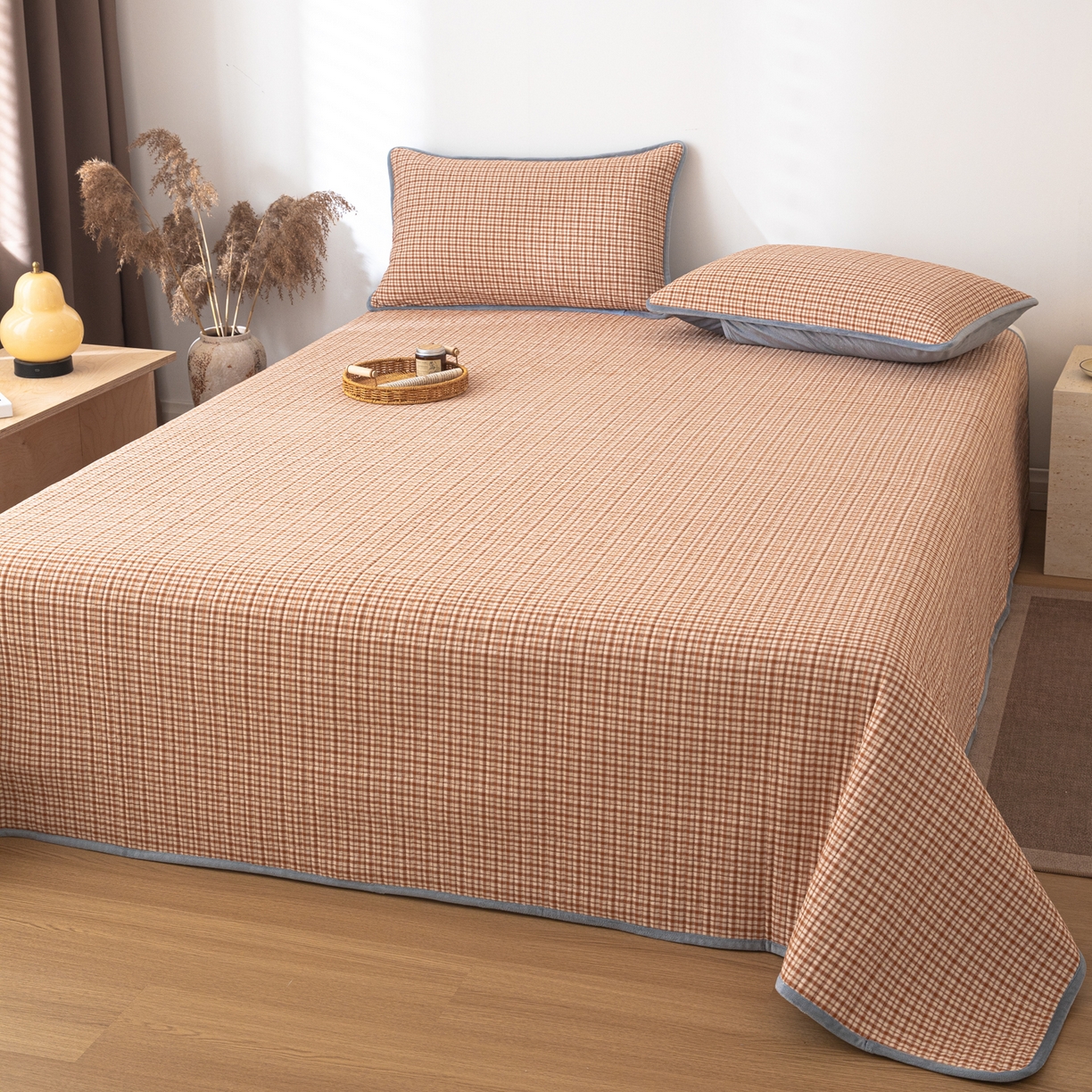 91家纺网 家纺一手货源 找家纺 （总）女子家纺 2025新款全棉色织水洗棉床盖系列四件套