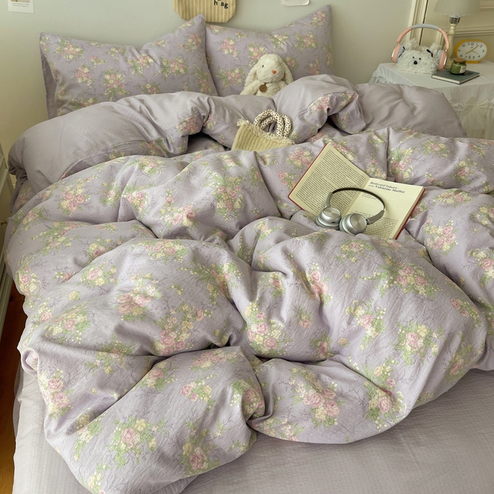 91家纺网 家纺一手货源 找家纺 铺尚美家纺 2025新款亲肤舒适A类云感双层纱印花小清新四件套（提供买家秀） 凝夜