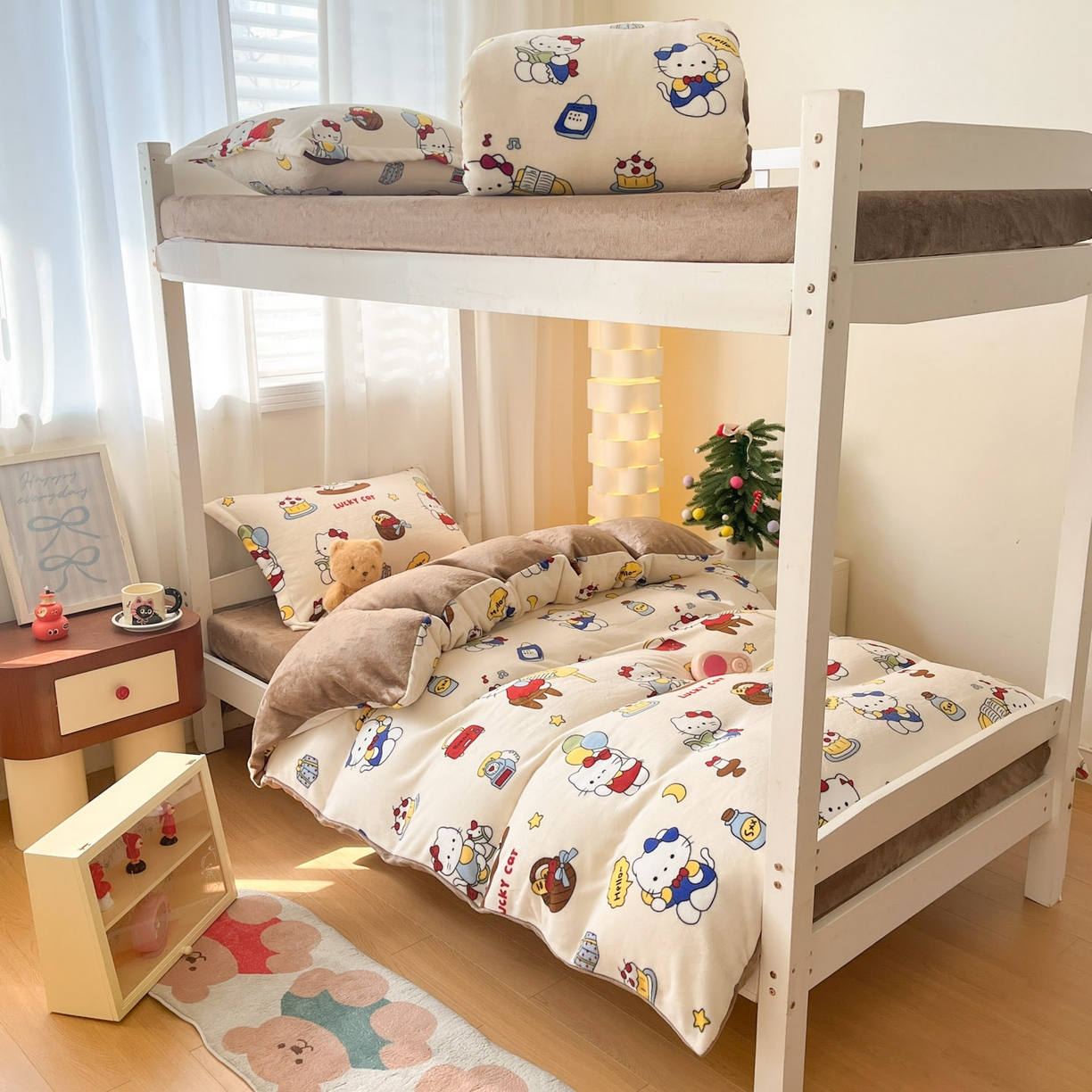 寻米 2025新款高克重加厚保暖牛奶绒学生宿舍单床笠单件床笠 莫扎特小喵