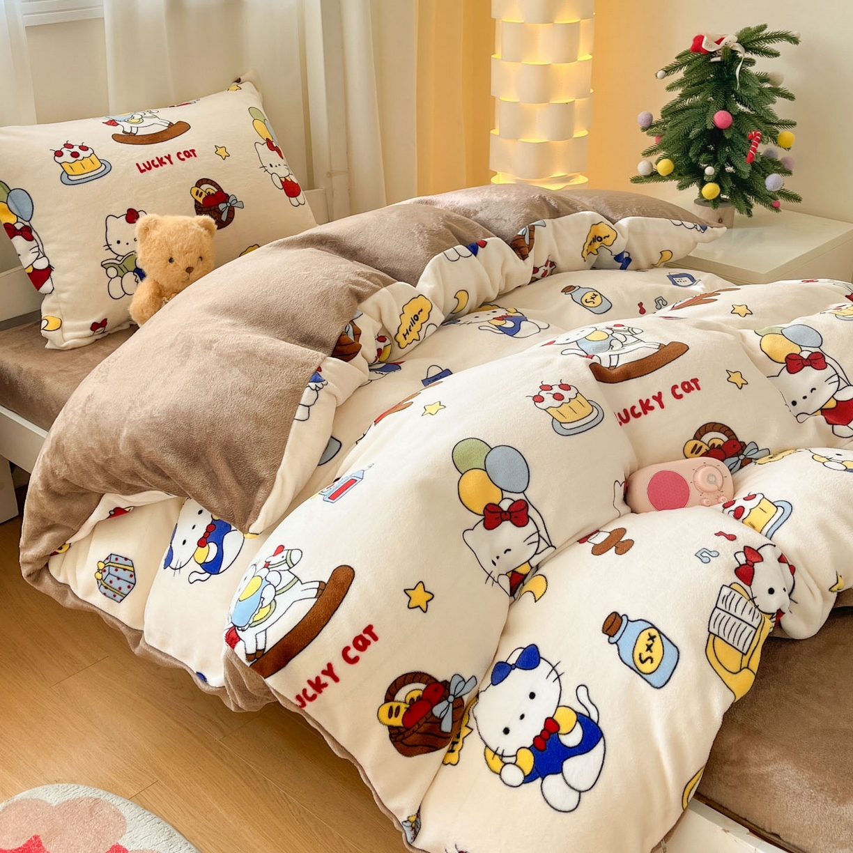 91家纺网 家纺一手货源 找家纺 寻米 2025新款高克重加厚保暖牛奶绒学生宿舍单床笠单件床笠 莫扎特小喵