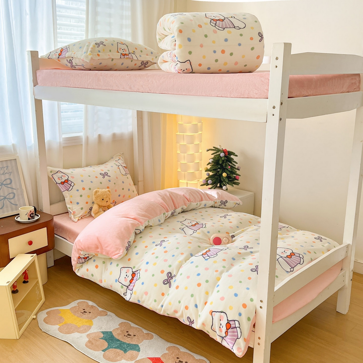 寻米 2025新款高克重加厚保暖牛奶绒学生宿舍单床笠单件床笠 彩虹小狗