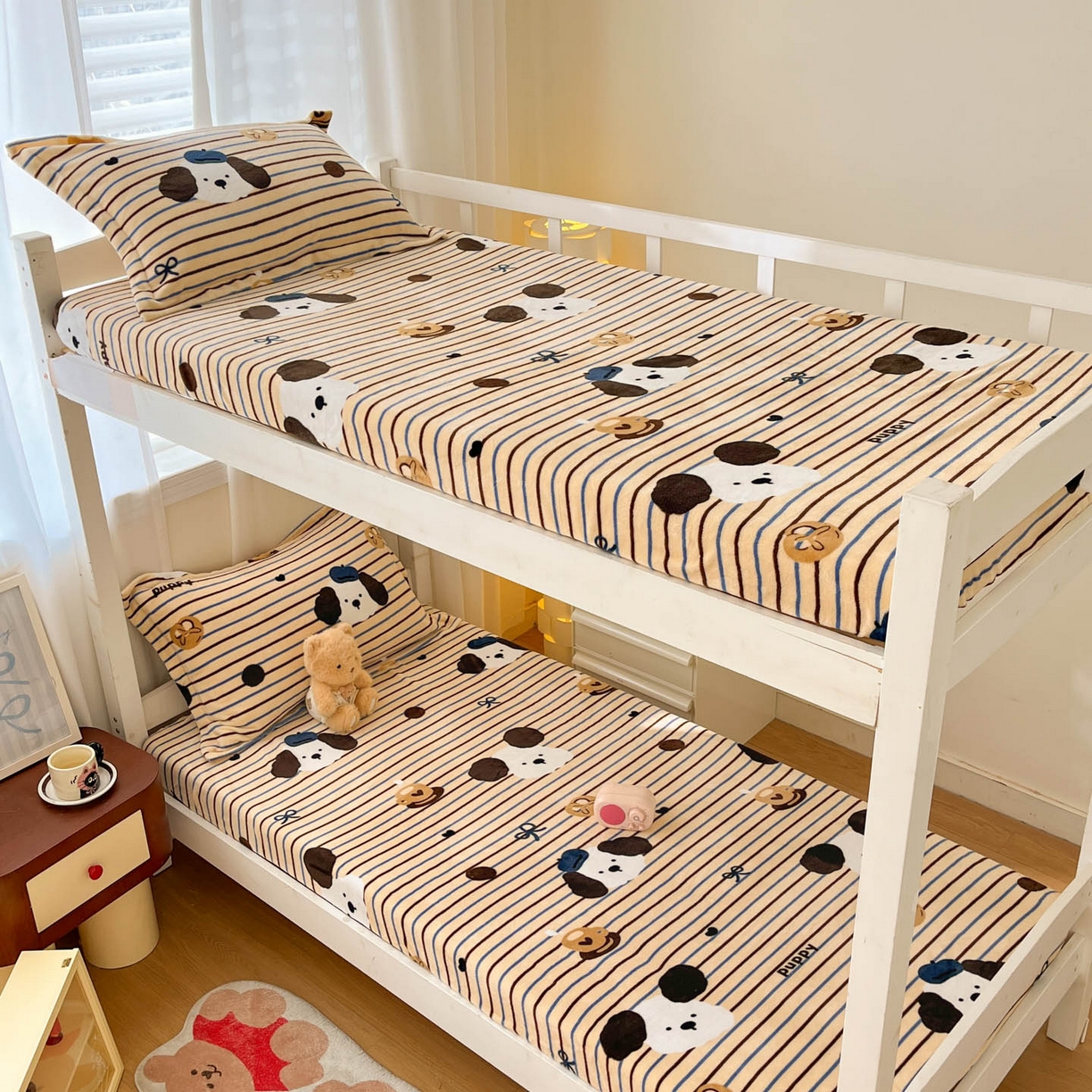 91家纺网 家纺一手货源 找家纺 寻米 2025新款高克重加厚保暖牛奶绒学生宿舍单床笠单件床笠 海德堡小狗