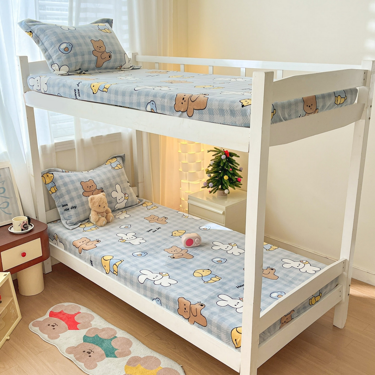 91家纺网 家纺一手货源 找家纺 寻米 2025新款高克重加厚保暖牛奶绒学生宿舍单床笠单件床笠 邦尼兔的小伙伴