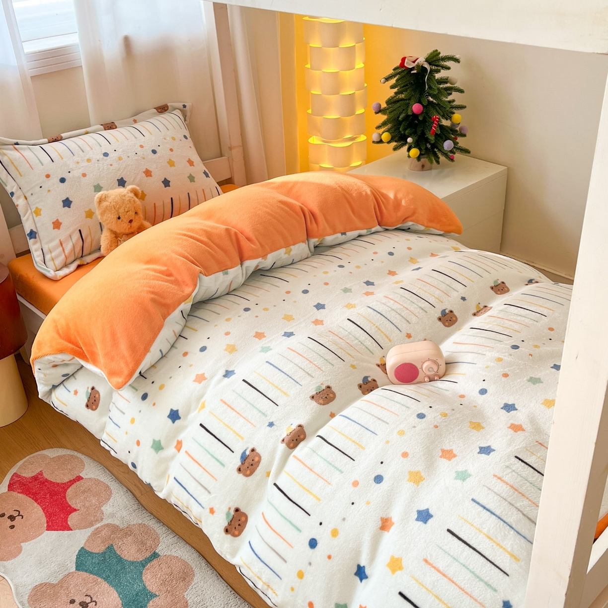 91家纺网 家纺一手货源 找家纺 寻米 2025新款高克重加厚保暖牛奶绒学生宿舍单床笠单件床笠 橘子汽水