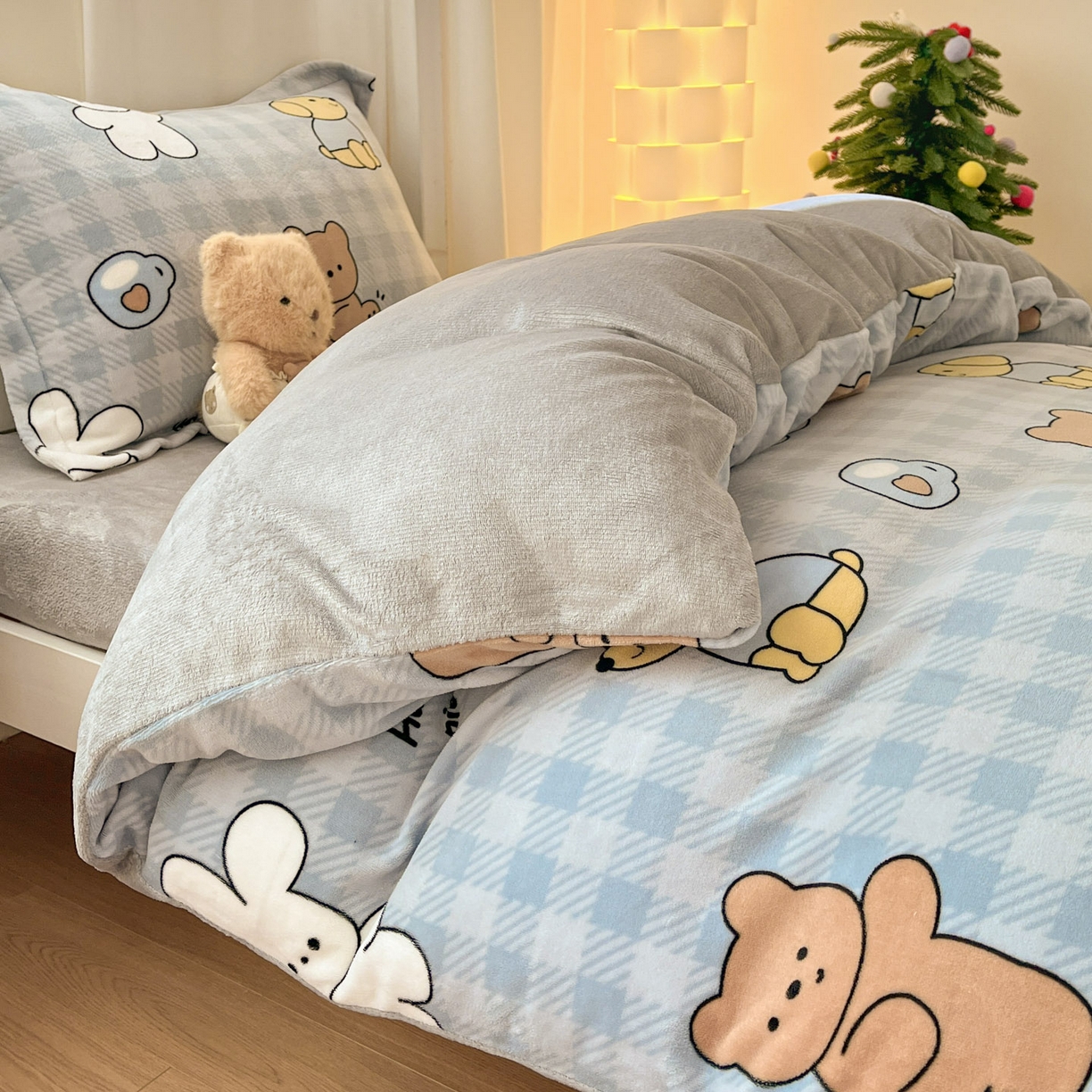 91家纺网 家纺一手货源 找家纺 寻米 2025新款高克重加厚保暖牛奶绒学生宿舍单床笠单件床笠 邦尼兔的小伙伴