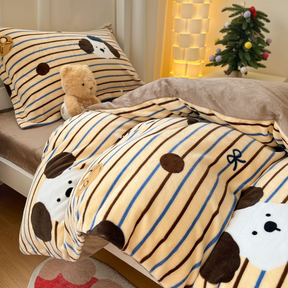 91家纺网 家纺一手货源 找家纺 寻米 2025新款高克重加厚保暖牛奶绒学生宿舍单床笠单件床笠 海德堡小狗