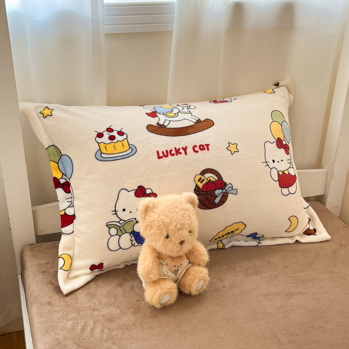 91家纺网 家纺一手货源 找家纺 寻米 2025新款高克重加厚保暖牛奶绒学生宿舍单床笠单件床笠 莫扎特小喵