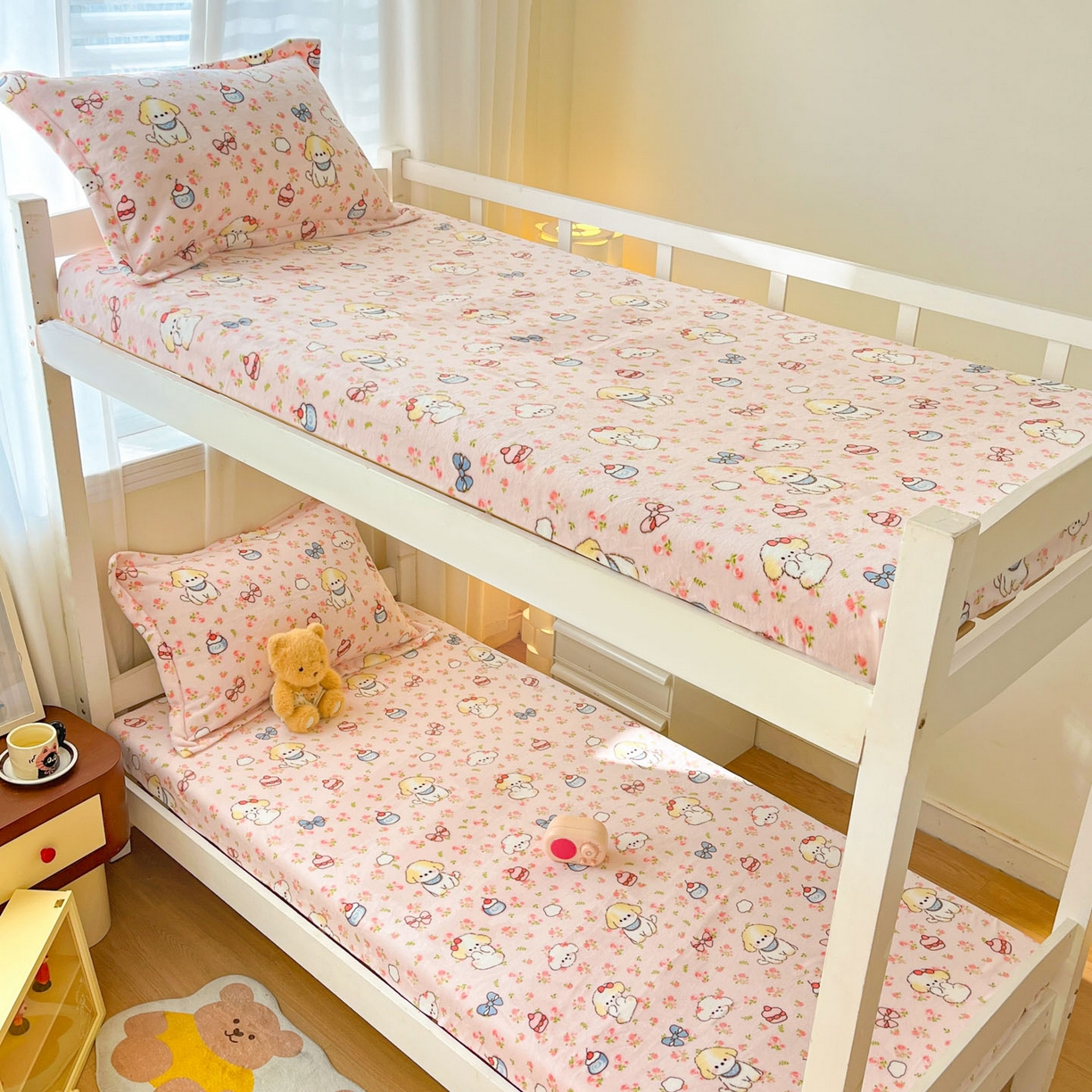 91家纺网 家纺一手货源 找家纺 寻米 2025新款高克重加厚保暖牛奶绒学生宿舍单床笠单件床笠 玫瑰甜心