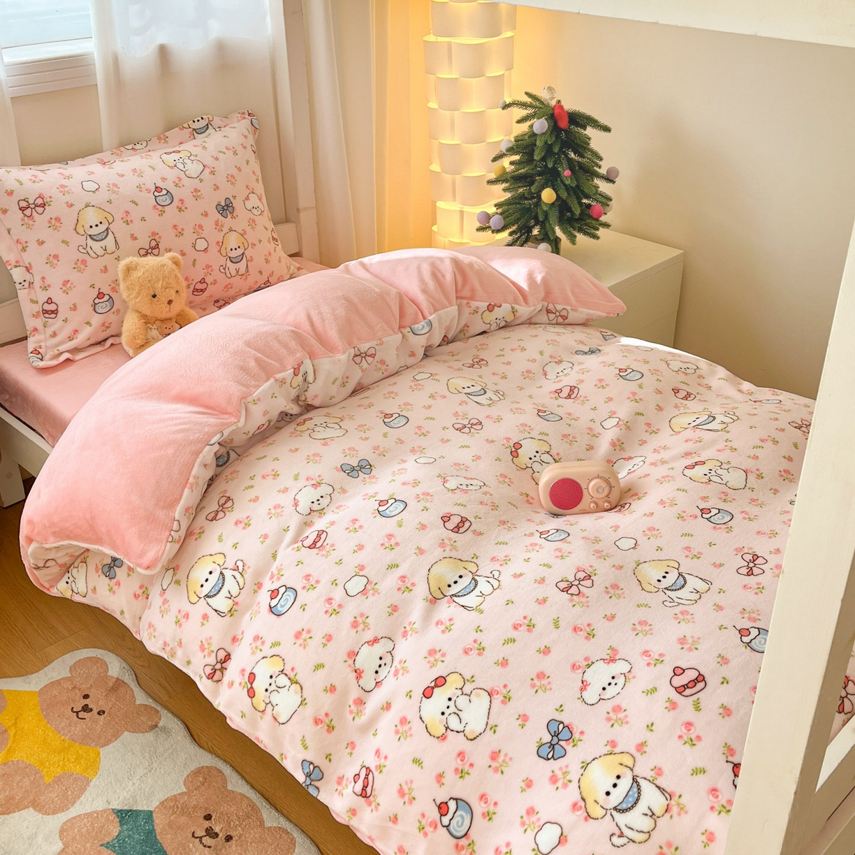 91家纺网 家纺一手货源 找家纺 寻米 2025新款高克重加厚保暖牛奶绒学生宿舍单床笠单件床笠 玫瑰甜心