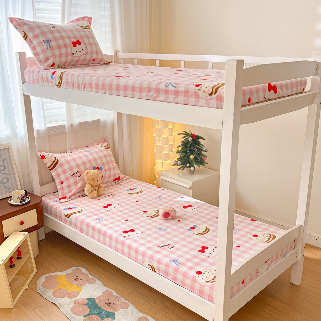 91家纺网 家纺一手货源 找家纺 寻米 2025新款高克重加厚保暖牛奶绒学生宿舍单床笠单件床笠 小喵浮云卷