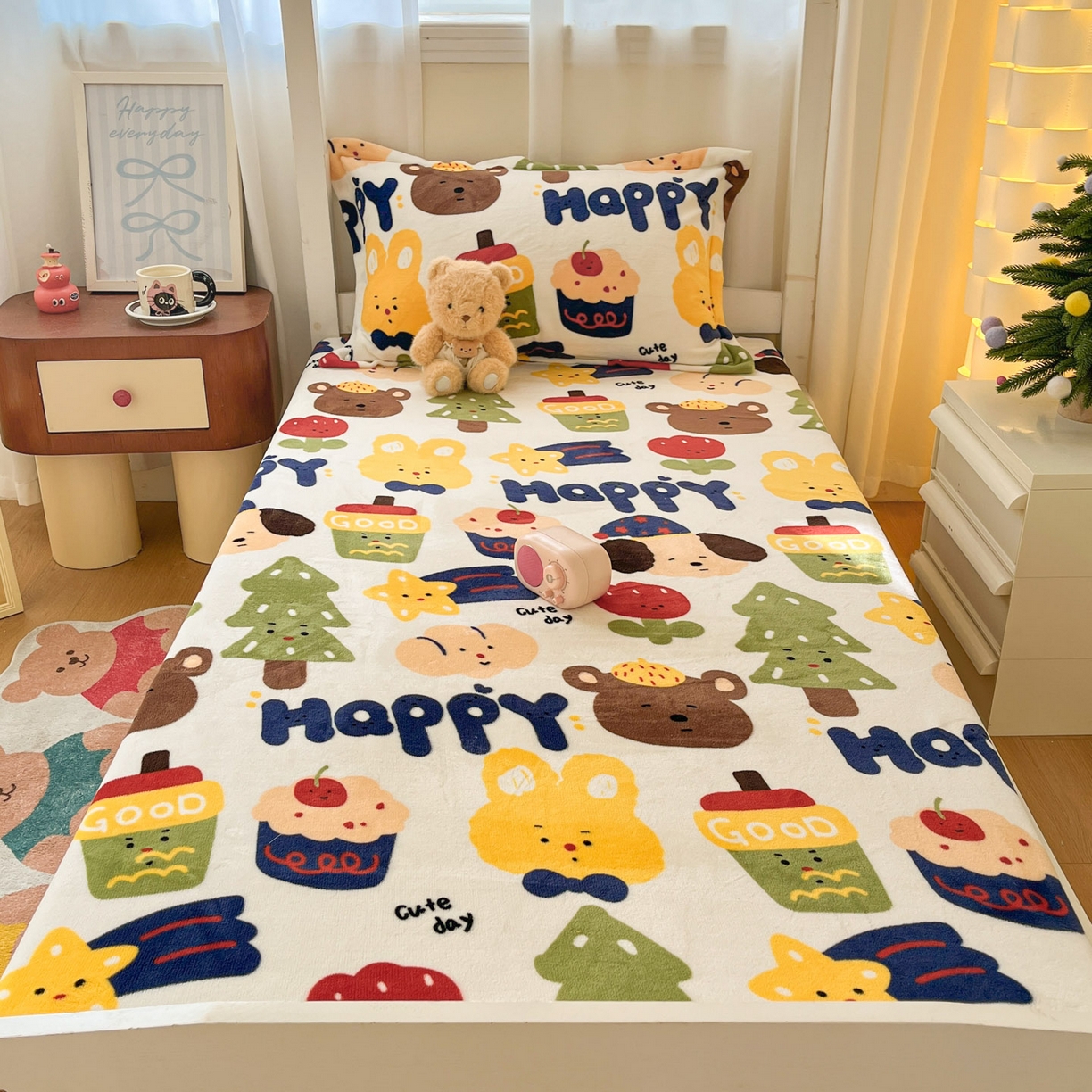 91家纺网 家纺一手货源 找家纺 寻米 2025新款高克重加厚保暖牛奶绒学生宿舍单床笠单件床笠 奇奇莫拉-咖啡